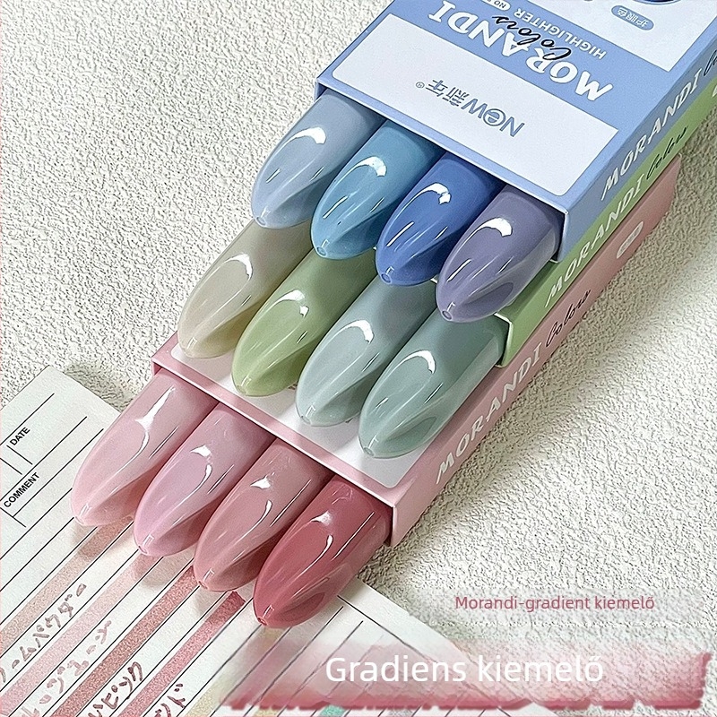 Kétoldalas gradient kiemelő toll - Japán stílusú háromszínű marker, Modell 816, Műanyag tok, 4 darabos csomag