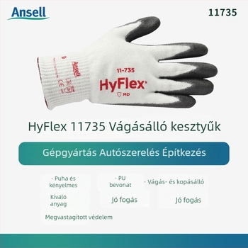 HyFlex 11735 vágásbiztos kesztyű PU tenyérrel