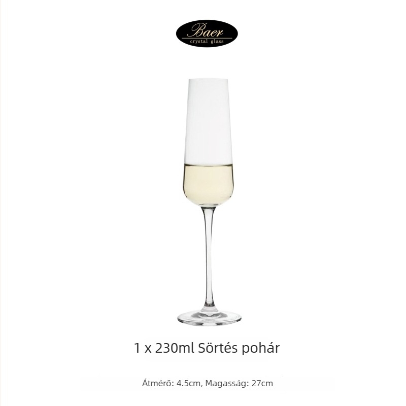 Kristály pohár készlet borhoz, modern minimalista stílus, 6–10 darab, logó nyomtatás elérhető