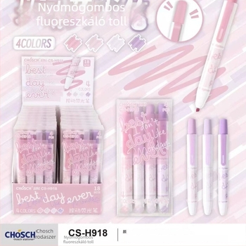 Timeout 4 színű kiemelő készlet diákoknak, műanyag tokkal, modellek H917/H918/H919, csomagolás: 18 kártya egy dobozban vagy 216 kártya egy dobozban