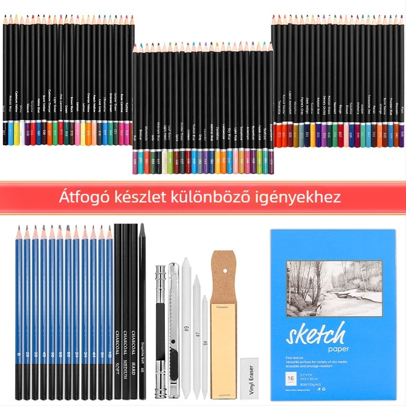 96 darabos vázlatceruza-készlet professzionális művészeti kellékekhez — Hanping, anyag: oxford vászon, csomagolás: Opp, Típus: Egyéb