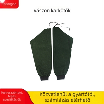 Vászon ujjvédők: anti-cut és karcolás elleni védelem, olajálló, megerősített, katonai zöld színben
