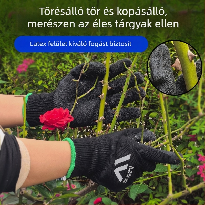 Kerti munkákhoz és hulladékkezeléshez tervezett vágásbiztos kesztyűk, HPPE + latex, átszúrás elleni védelem, tartós (Portwest)