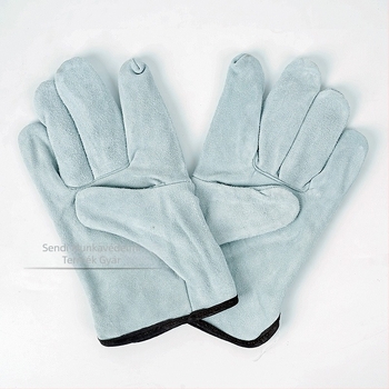 Teljes marhabőr hegesztőkesztyű, kétoldalú velúrral, hossza 25,5 cm, használat: hegesztés és kezelés, Sundy