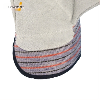 Good Staff DH905 Vászon hegesztő kesztyűk, vastagodott és kopásálló marhabőrből, elektromos hegesztéshez, 26 cm hosszú, újrahasználható