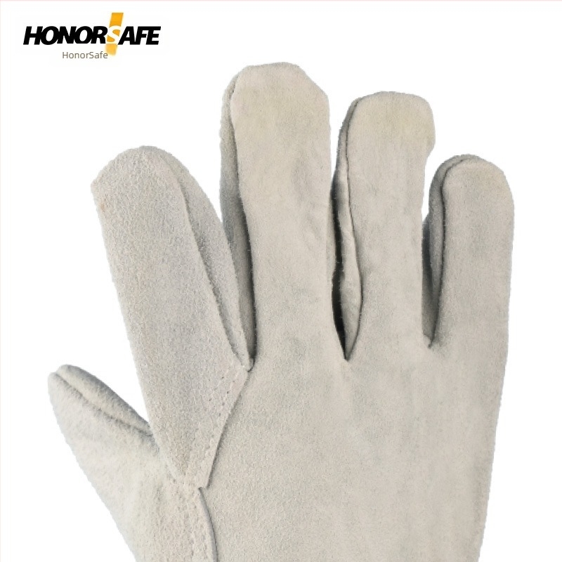 Good Staff DH905 Vászon hegesztő kesztyűk, vastagodott és kopásálló marhabőrből, elektromos hegesztéshez, 26 cm hosszú, újrahasználható