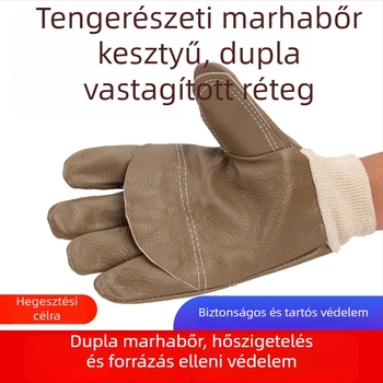 Vastagított rövid mandzsetás bikabőr hegesztőkesztyűk, hőálló védőkesztyűk