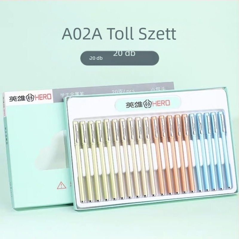 Hero töltőtoll cserélhető tintazsákkal, műanyag test, rozsdamentes acél heg, modellek A01/A02/A02A