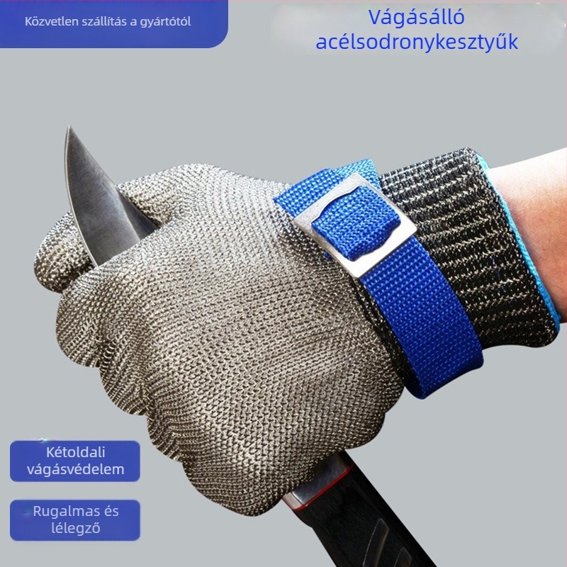 316 rozsdamentes acélhuzalos vágásbiztos kesztyű üvegfeldolgozáshoz, osztrigák nyitásához, karcálló védelem, A9 szintű védelem
