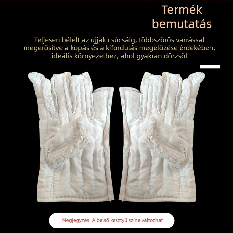 Pamut ötujjas munkavédelmi kesztyűk, vastagított hőszigeteléssel, ellenállóak a magas hőmérsékletnek