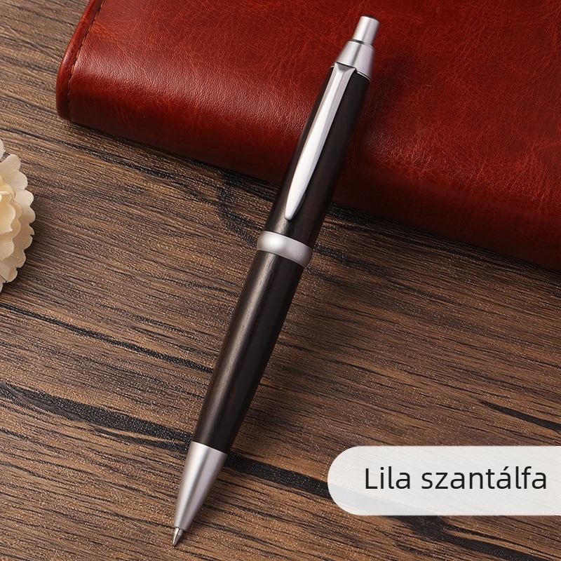 Sárgaréz és szantálfa behúzható aláíró toll – üzleti ajándék logóval