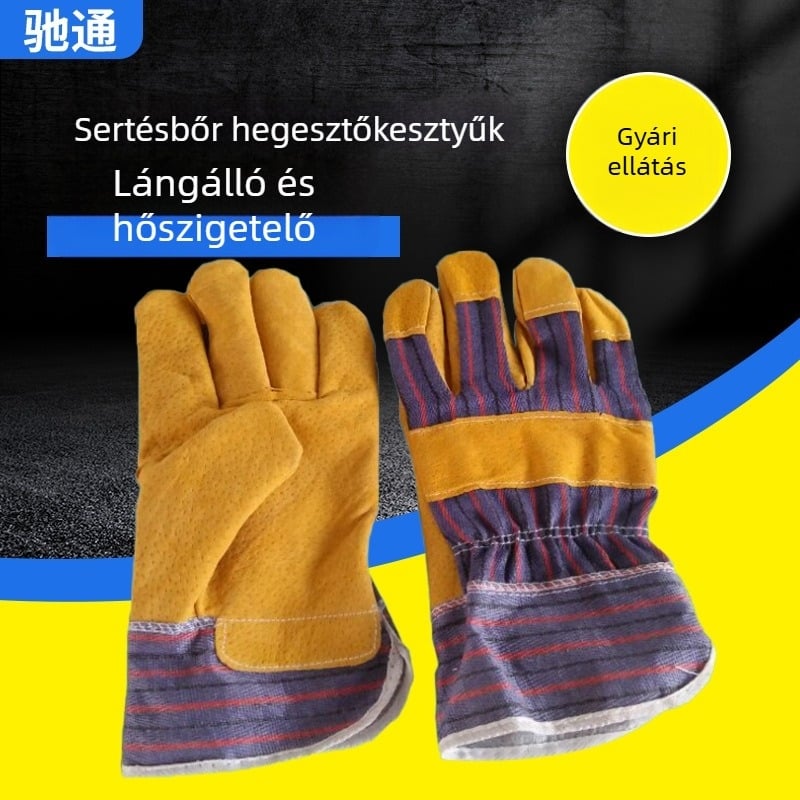 Disznóbőrből készült kétrétegű, szigetelt hegesztő kesztyű
