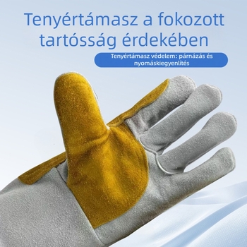 Tehénbőr hegesztő kesztyűk, hőálló kesztyű, hosszú mandzsettával, szigeteltek, égésvédelmi, kopásálló, megerősített, MIG hegesztéshez
