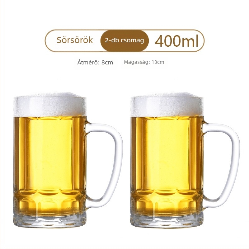 Jin Xipan üvegből készült söröspohár, kapacitás 1000 ml felett, két darab, logó nyomtatva