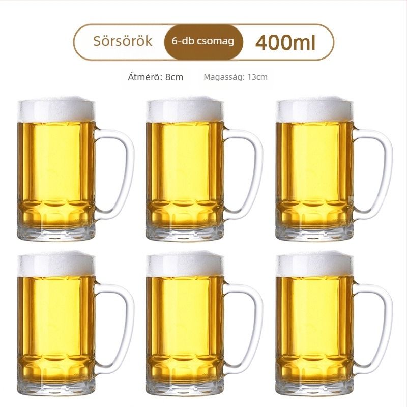 Jin Xipan üvegből készült söröspohár, kapacitás 1000 ml felett, két darab, logó nyomtatva