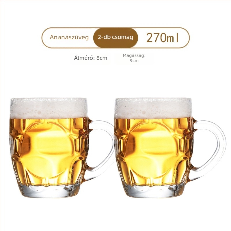 Jin Xipan üvegből készült söröspohár, kapacitás 1000 ml felett, két darab, logó nyomtatva