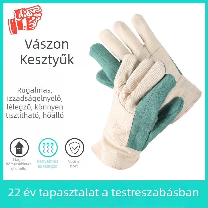 Vászon munkakesztyű – kopásálló gépekhez és hegesztéshez, újrahasználható, Canvas Ujjkesztyű sorozat