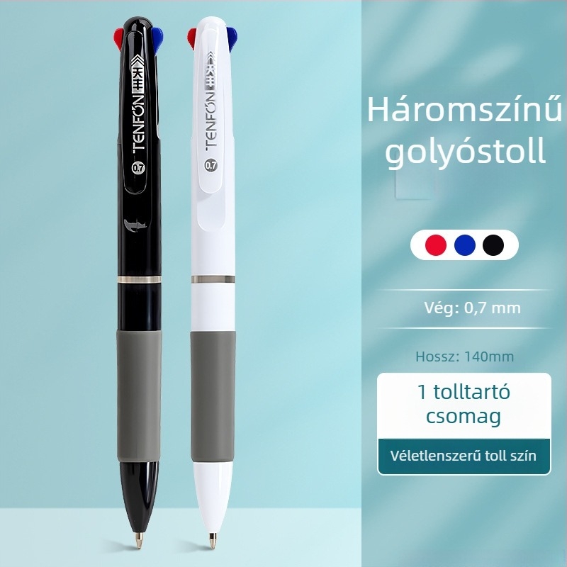 TENFON nyomógombos golyóstoll olaj-alapú tintával, három patronnal