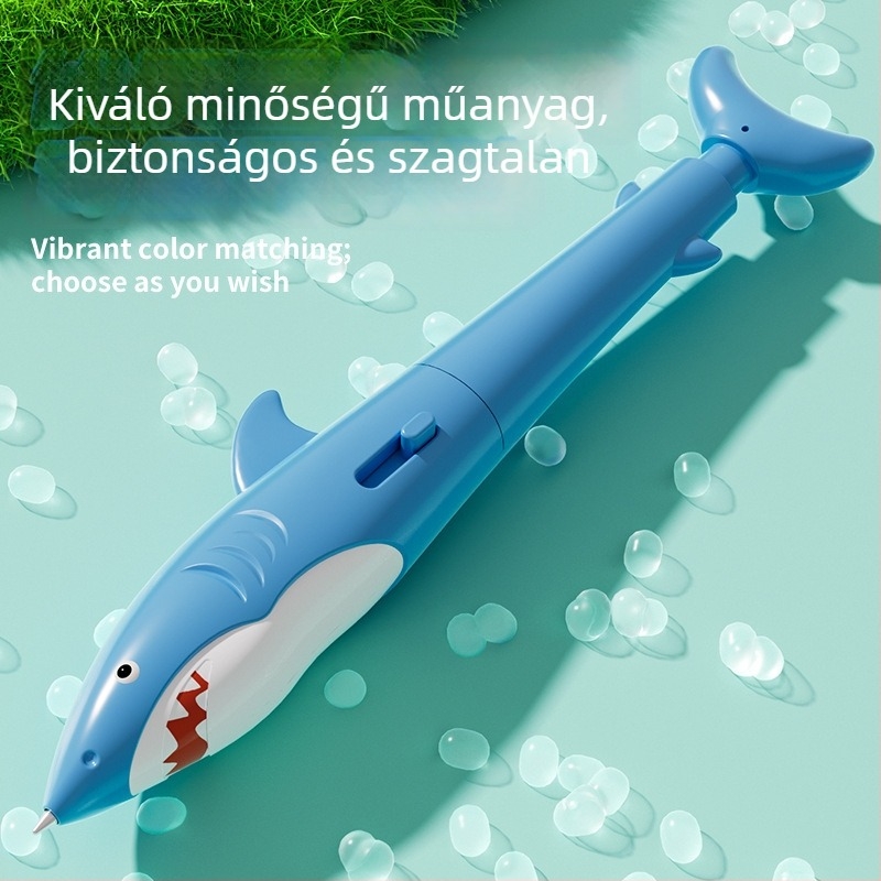 Cápa formájú vízpermet toll, nyomd meg a permetezéshez, realistikus irodai kellékek