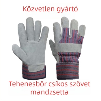 Kétujjú bőr hegesztő kesztyűk – két réteg borjúbőrből, velúr/pamut bélés, kopásálló, hegesztéshez
