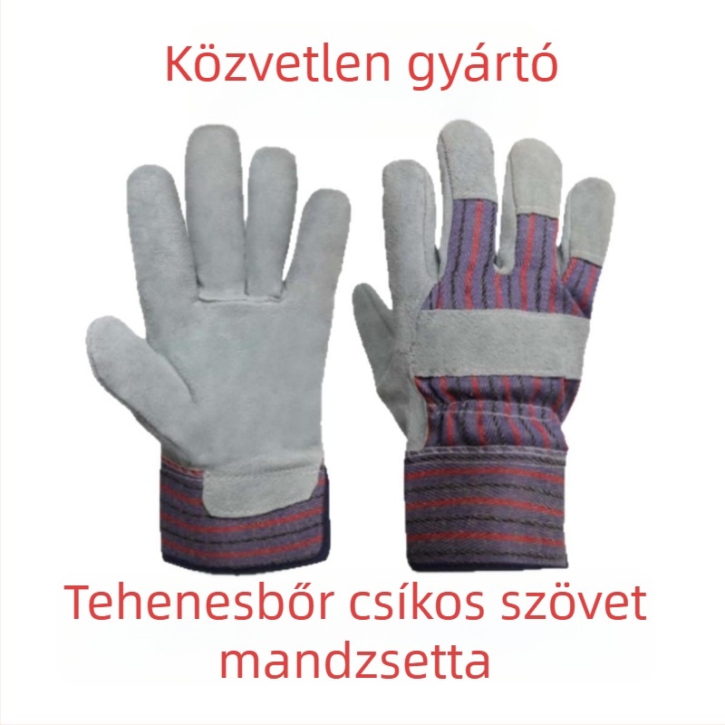 Kétujjú bőr hegesztő kesztyűk – két réteg borjúbőrből, velúr/pamut bélés, kopásálló, hegesztéshez