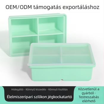 Szilikon jégkészítő forma fedővel, 4 üreggel, élelmiszer-minőségű, otthoni használatra – DIY gyorsfagyasztás