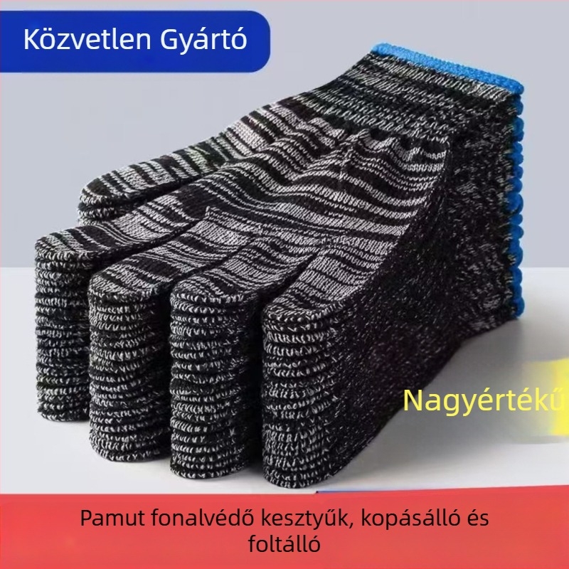 Pamut munka kesztyűk, vastagított kivitel nehéz munkához, csúszásmentes fogás, autójavításhoz, gépkarbantartáshoz és építkezéseken