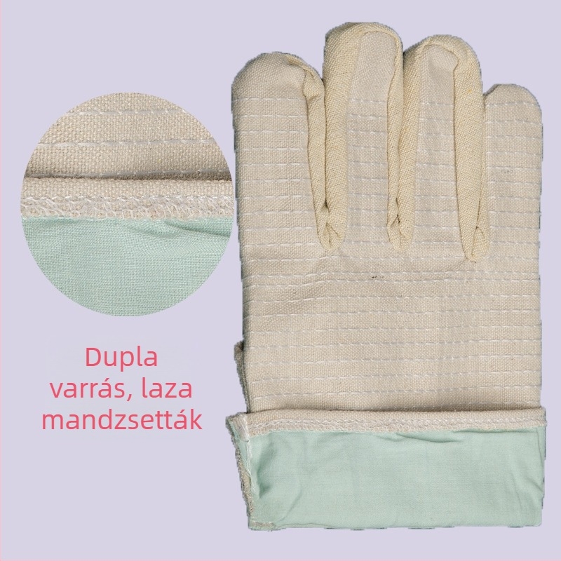 Kétoldalas béléses vászon kesztyűk ipari védelemre, kopásálló hegesztő kesztyű 24 öltéssel