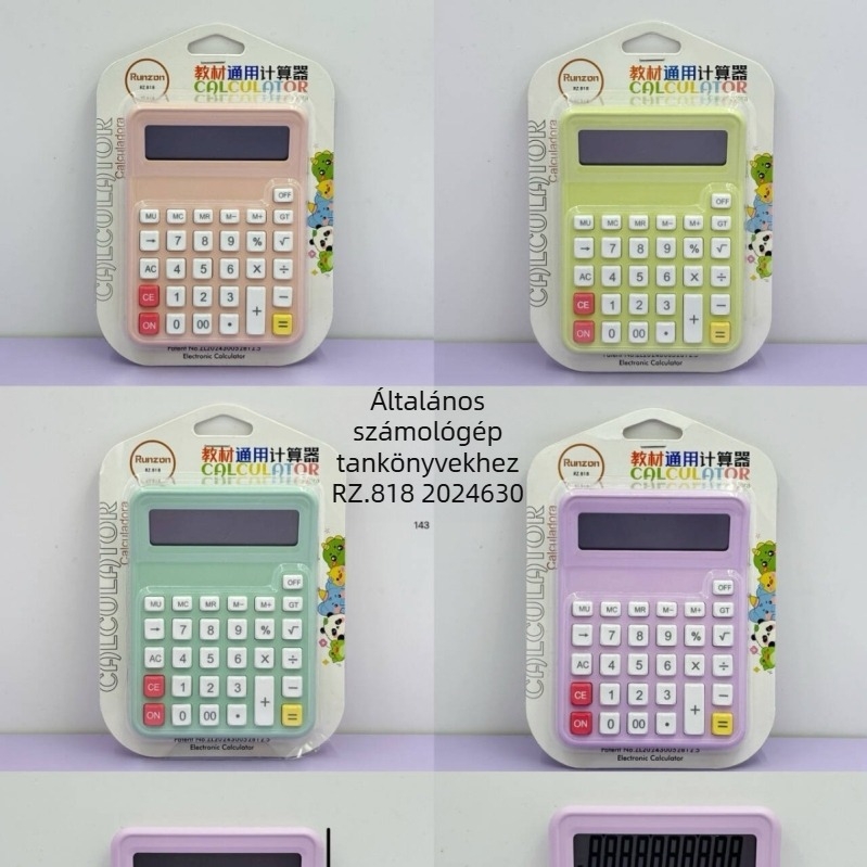 Aritmetikai számológép 818 - Modell 818, ABS anyag, 12-jegyű kijelző, gomb elem mellékelve, tömeg 85 g