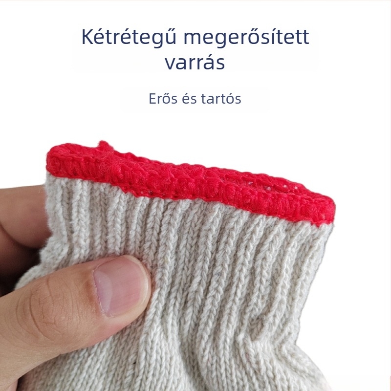 Fehér pamut hétfonalas kötött kesztyűk, 1000 g, csúszásmentes, kopásálló, gépkezeléshez