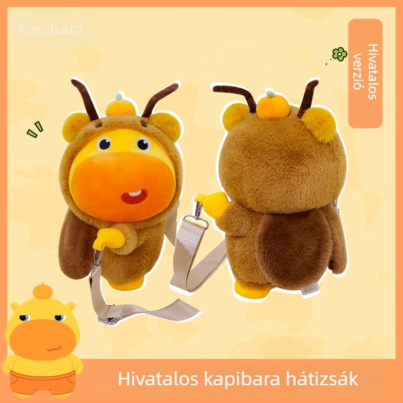 Capybara plüss baba crossbody vállpánttal, plüss játék PP gyapot töltéssel, uniszex, 14+ éveseknek