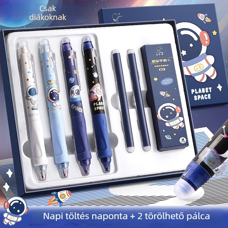 Törölhető gél toll diákoknak – nyomógombos működés, ST hegy, műanyag tokozás