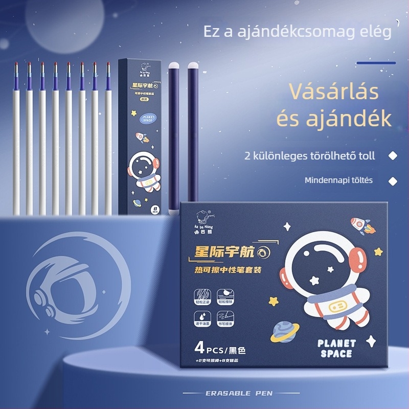 Törölhető gél toll diákoknak – nyomógombos működés, ST hegy, műanyag tokozás