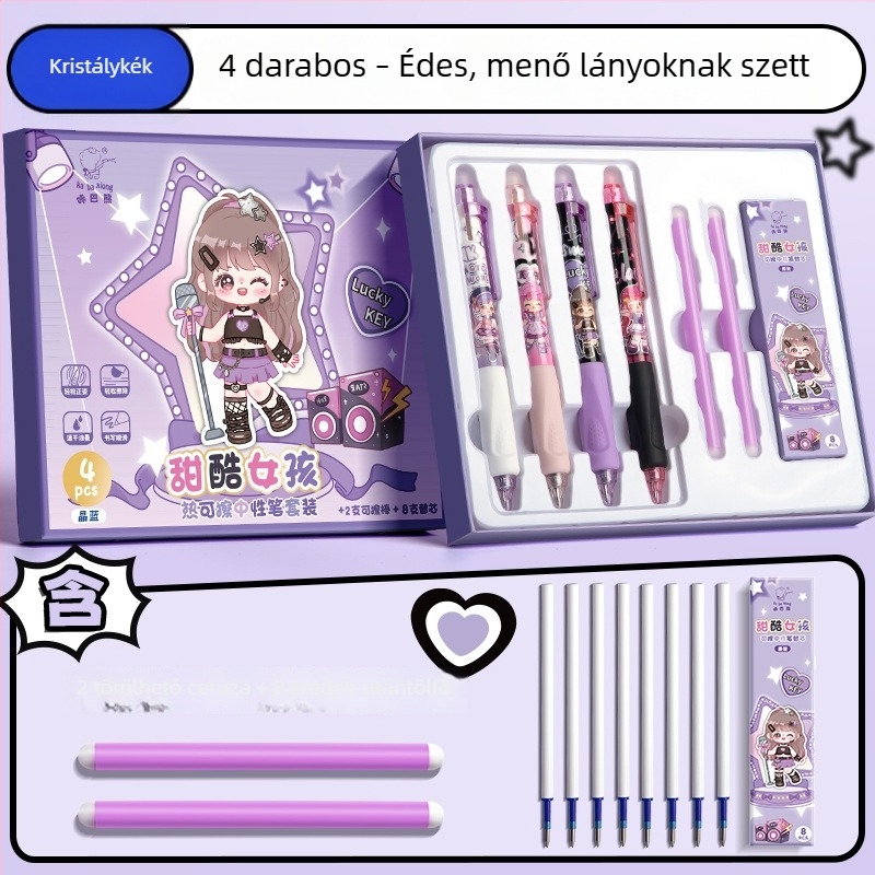 Törölhető gél toll diákoknak – nyomógombos működés, ST hegy, műanyag tokozás