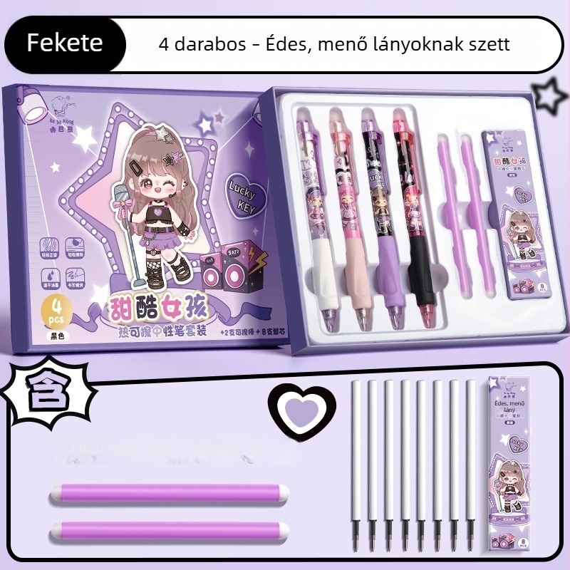 Törölhető gél toll diákoknak – nyomógombos működés, ST hegy, műanyag tokozás