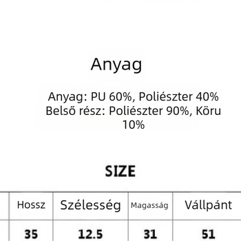 Utcai stílusú szintetikus bőrtáska váll- és keresztpánttal, belső plüss, cipzáras zárás, ovális forma, belső rekeszek