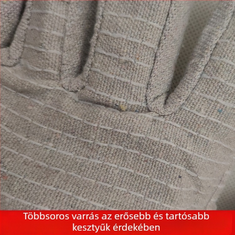 Vörös szegélyű fehér vászon hegesztőkesztyű, 24 öltéssel, kétszeres rétegű, teljesen bélelt, megerősített, kopásálló és hőszigetelt