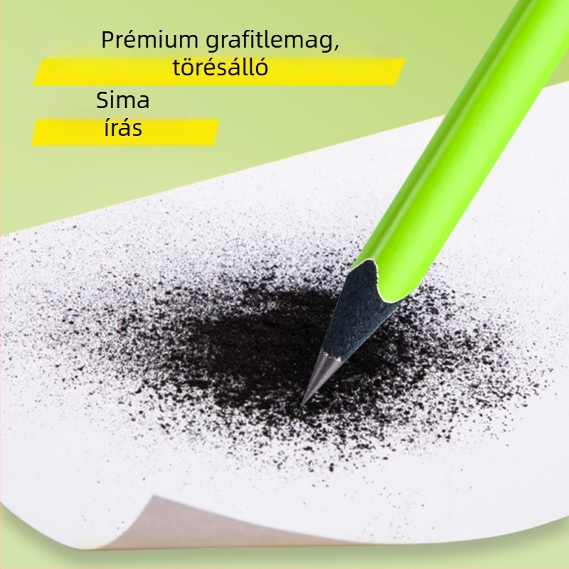 10 db háromszög alakú fa ceruza, 3,2 mm grafit, HB és 2B, zöld testtel, általános iskolások számára