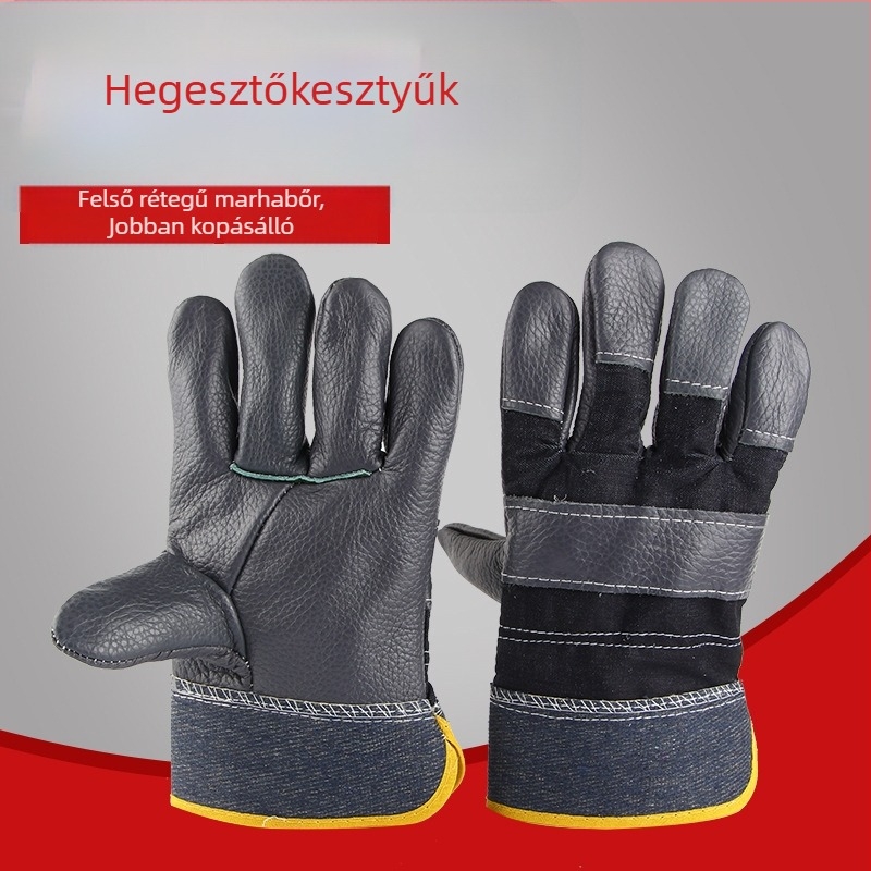Hegesztő kesztyűk marhabőrből, első réteg védő kesztyűk, kopásálló, tartós, puha és hőálló