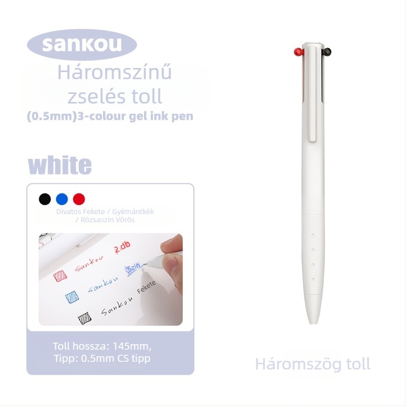 Háromszínű gél toll, Neutral pen sorozat, rozsdamentes acél hegy, műanyag burkolat