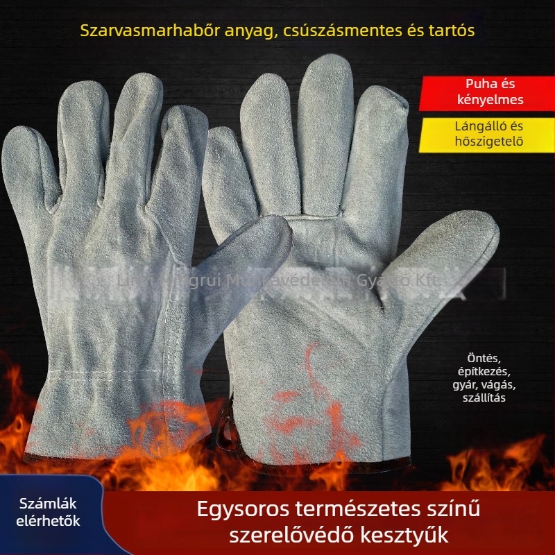 Mingrui hegesztő kesztyűk – borjúbőr split, izolált és kopásálló hegesztéshez