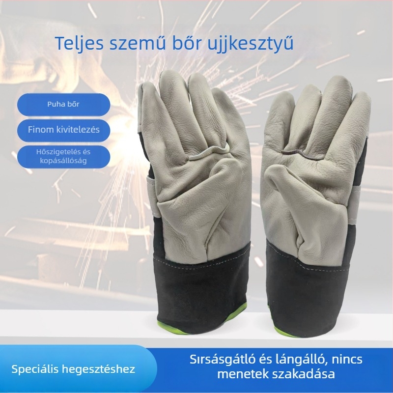 Hegesztővédő kesztyűk, hőálló és nagy hőmérséklet-tűrő képességgel, kopásálló, vastag szigeteléssel, hegesztők számára, MIG/MAG és TIG hegesztéshez
