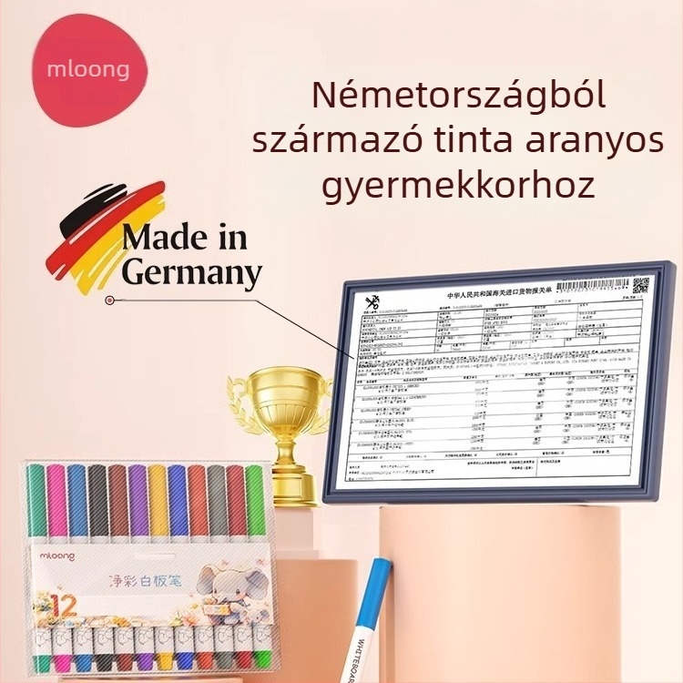 Manlong gyermekeknek szánt törölhető fehér tábla marker, nem toxikus, műanyag ház, modell B220235487, egy darabos csomagolás