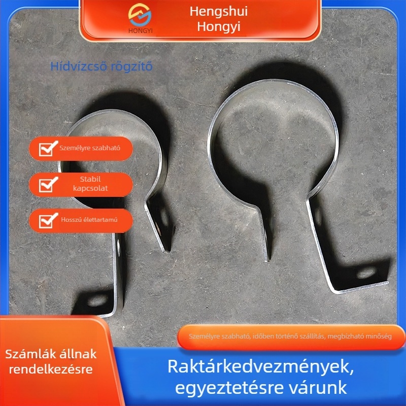 Egyedi gyártmányú híd vízelvezető csőbilincs - PVC csőklipsz, rozsdamentes acél, névleges Ø38–152 mm, rögzítő Ø60–120 mm