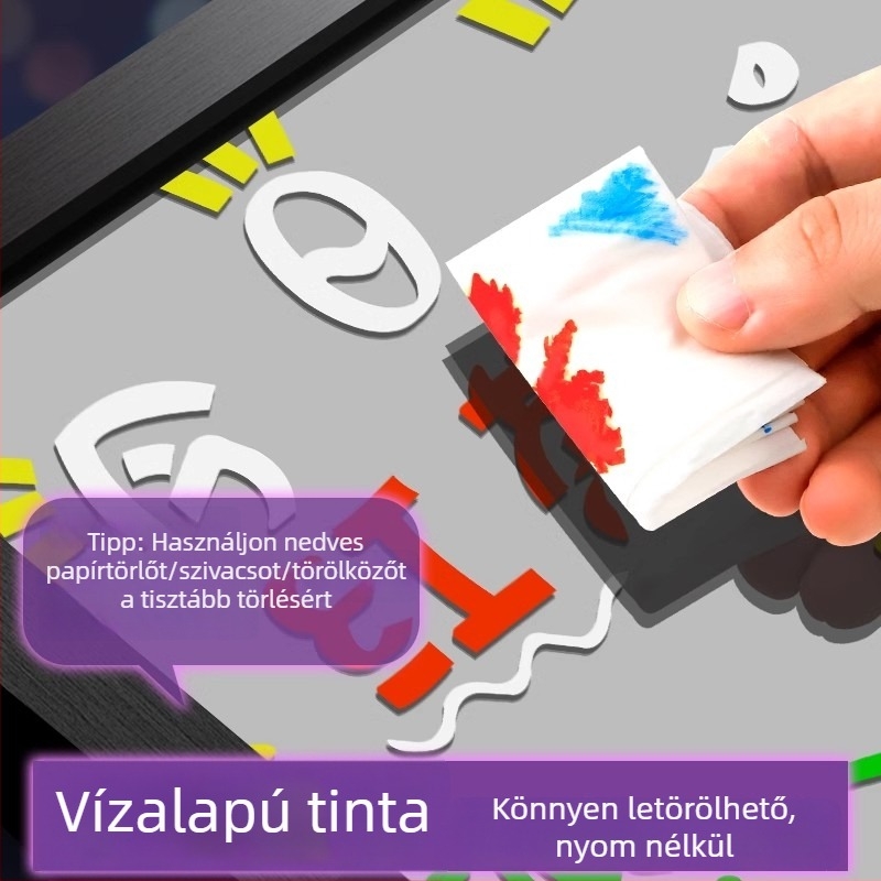 LED jelölő toll fehér táblához, dupla végű, törölhető (Model Ygb-01, műanyag ház, 8 darabos készlet)