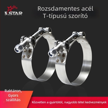 T-típusú tömlőcsat rozsdamentes acélból, polírozott felülettel, testreszabható