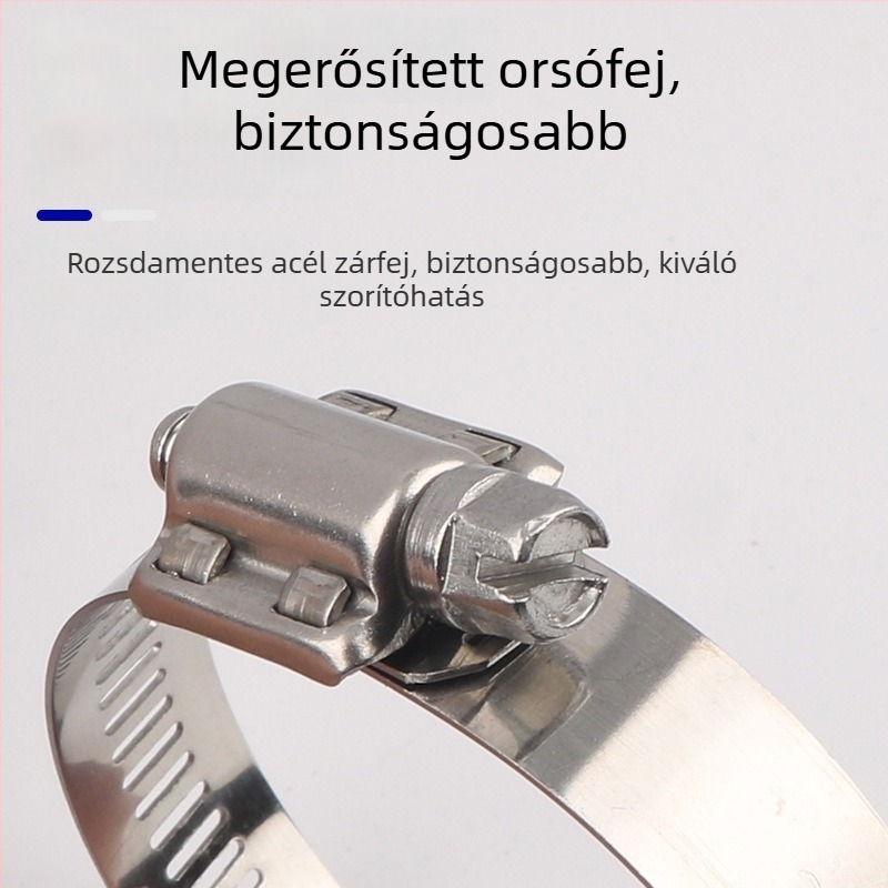 Tömlőbilincs rozsdamentes acél 304, amerikai stílus, egyedi gyártású, polírozott felület, Huachi márka