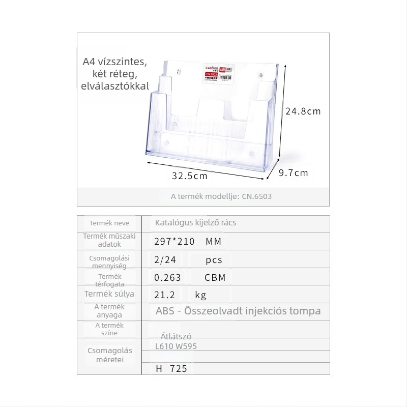 Kaboss akril asztali adatrendező kijelző állvány - többrétegű katalógus- és szórólap-tartó