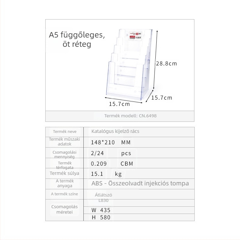 Kaboss akril asztali adatrendező kijelző állvány - többrétegű katalógus- és szórólap-tartó