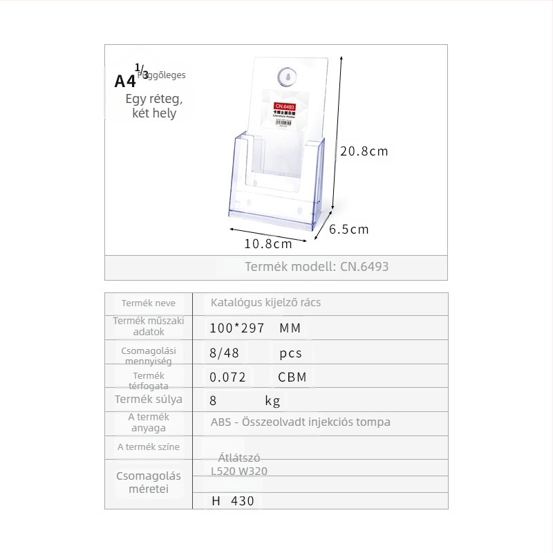 Kaboss akril asztali adatrendező kijelző állvány - többrétegű katalógus- és szórólap-tartó